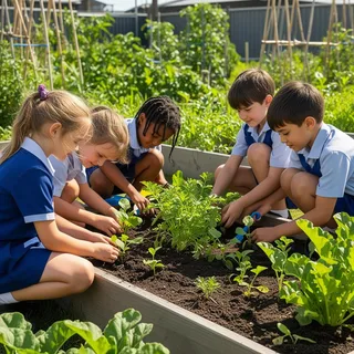 Students working in Richmond Road School garden