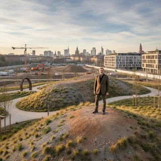 Italian researcher, landscape architect, examines debris from construction, calling for transformation into public spaces.