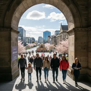 Modern and historic buildings showcased at Open Christchurch festival in a vibrant, sunny setting.