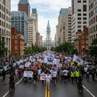 Thousands protest Trump administration in Philadelphia