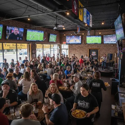 Arch II Sports Bar & Grill, a lively community hub in Rocky Hill, a realistic setting with dynamic action.