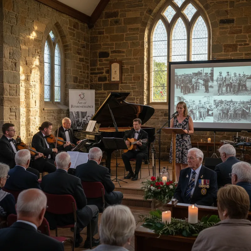 Musicians and storytellers gather for the annual Art of Remembrance event honouring veterans in Auckland.
