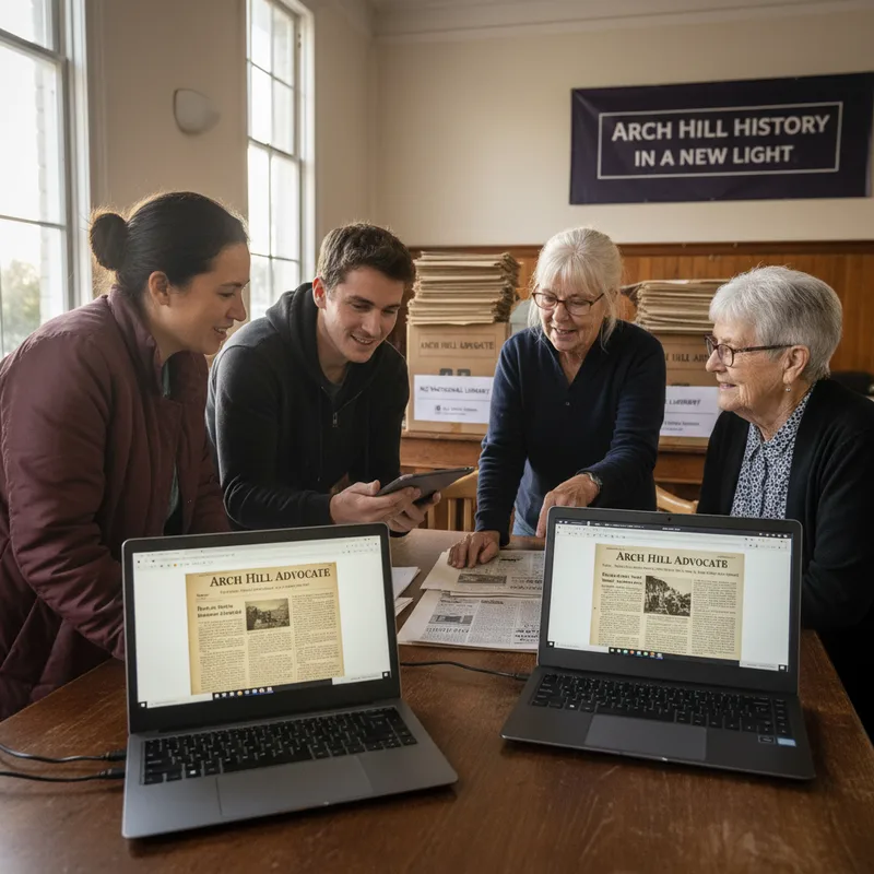 Arch Hill residents access digitised historical newspapers, revealing local history through digital archives.