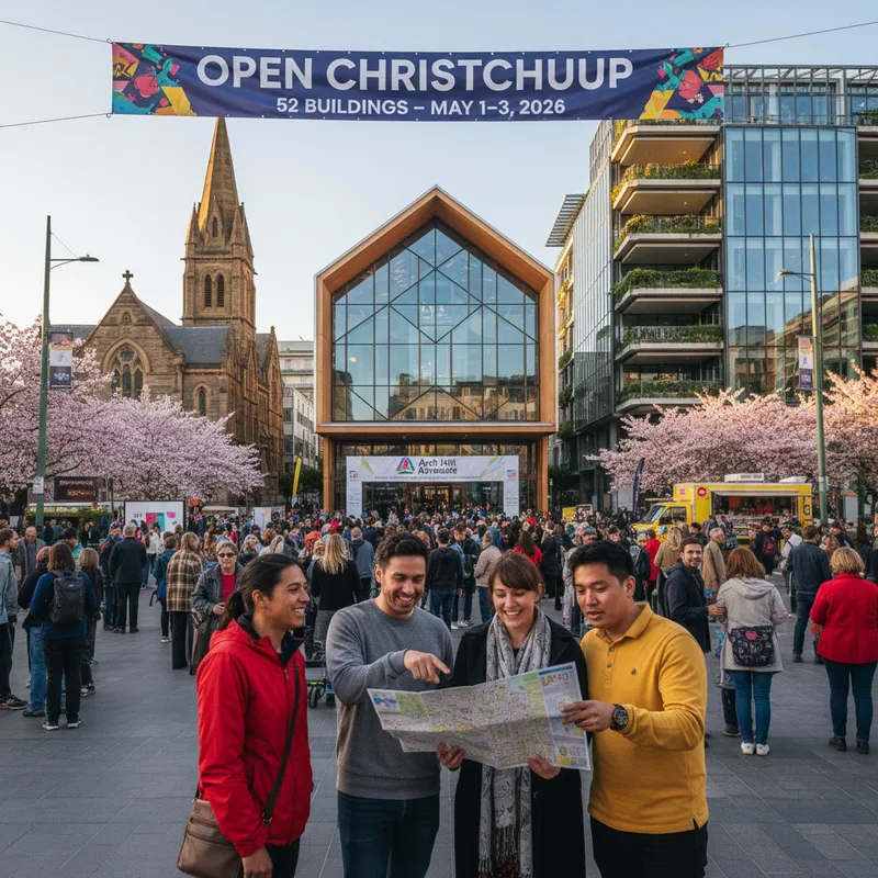 Vibrant historic buildings with a modern facade showcase Open Christchurch architecture festival.